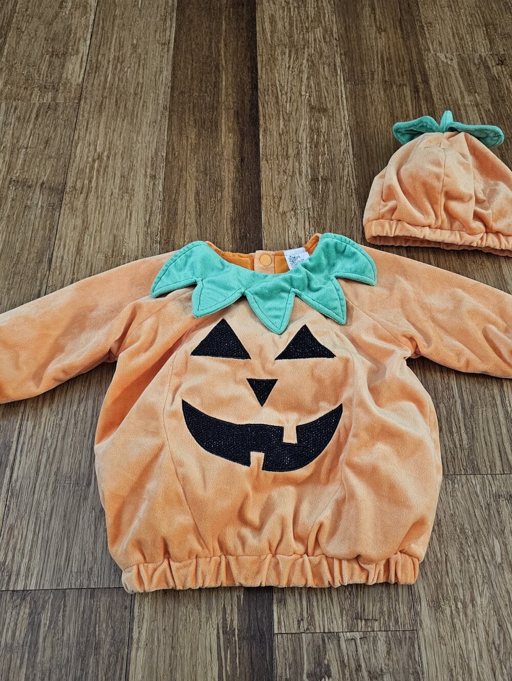 Baby Pumpkin Jack-O'-Lantern Halloween Costume Set 12-18M Plush Top & Hat